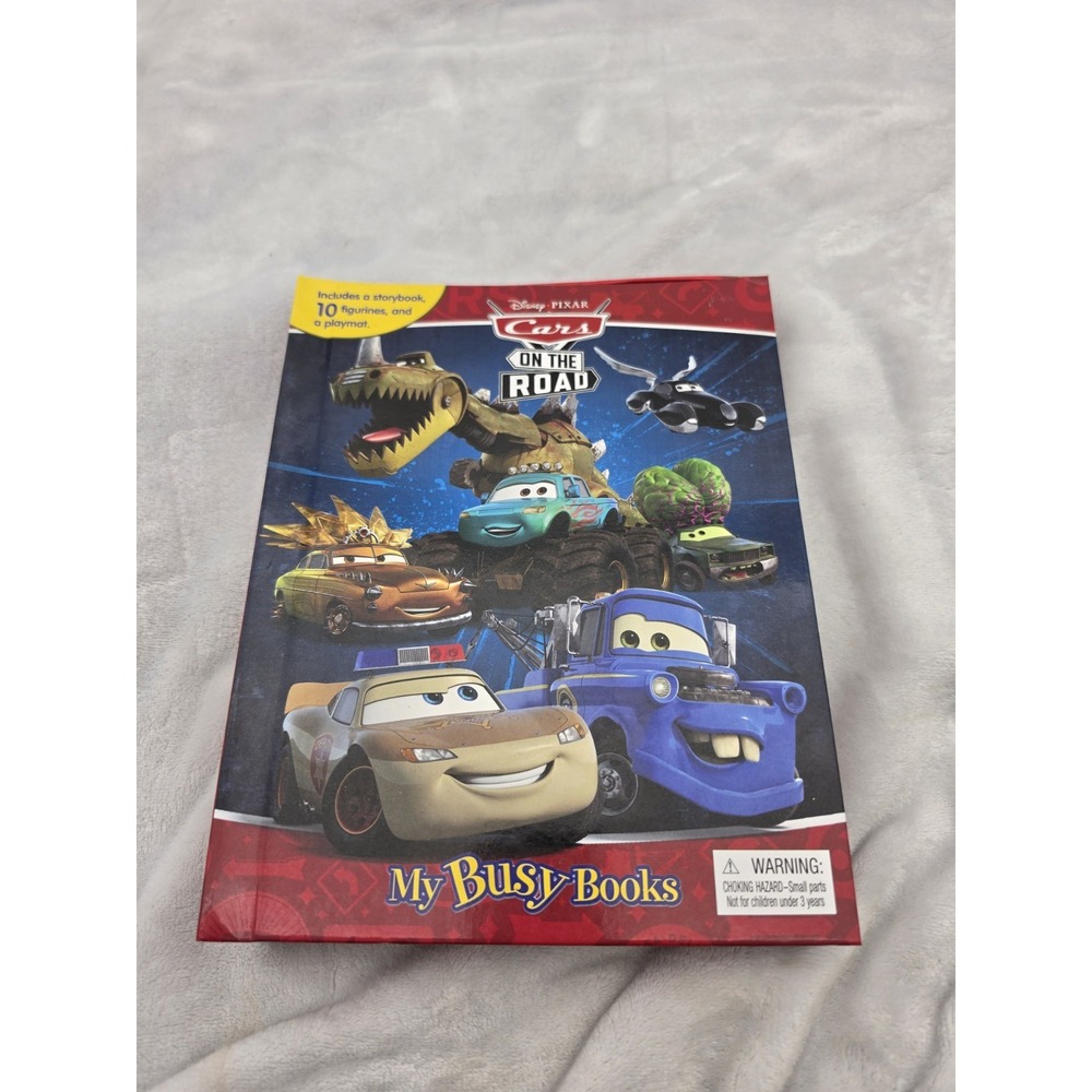 Disney Pixar Cars On The Road My Busy Book w Figures Playmat Storybook Set